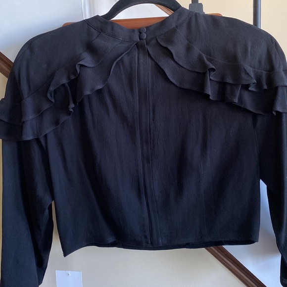NWT For Love & Lemons Revolve 🔥 Poppy Ruffle Cropped Top Black Sz M - Picture 4 of 12